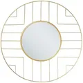 Produktbild: Beliani - Wandspiegel Gold Glas Und Metall Rund Ø 60 Cm Mit Geomterischem Rahmen Wanddeko Dekoration Wohnzimmer Schlafzimmer Jugendzimmer