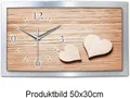 Produktbild: Kreative Feder Wanduhr 3D Designer-Wanduhr „Holz-Herz“ aus gebürstetem Aluminium (3D-Wölbung, einzigartiges Zwei-Platten-Design, flüsterleises Uhrwerk)