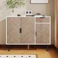 Produktbild: Merax Sideboard im Holzoptik mit Schubladen und 3 Türen, Highboard mit verstellbare Regale und Metallfüße, vielseitiger Stauraum Kommode, Weiß