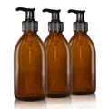 Produktbild: Oputec 3 x 250ml Seifenspender-Flasche aus Glas, Braunglas, Spülmittel Lotion