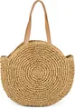 Produktbild: styleBREAKER runde Damen Basttasche mit langen Henkeln | Geflochtene Korbtasche als Strandtasche oder Shopper | Großes Hauptfach mit Reißverschluss, Farbe:Braun