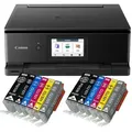 Produktbild: Canon PIXMA TS8750 Tintenstrahl Multifunktionsdrucker schwarz mit 12 kompatiblen XXL Patronen - Schwarz