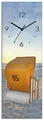 Produktbild: ARTLAND Wanddeko Wanduhr ohne Tickgeräusche Glas Quarzuhr 20x60 cm Rechteckig Lautlos Strand Meer Ostsee Strandkorb Urlaub Maritim T9IJ