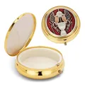 Produktbild: NKlaus Rosenkranz Metalletui Motiv Kelch Hostiendose Gold Rot Einsatz innen 4cm 2533