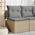 Produktbild: vidaXL Gartensofa ohne Armlehnen mit Kissen Beige Poly Rattan