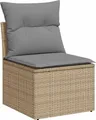 Produktbild: vidaXL Gartensofa ohne Armlehnen mit Kissen Beige Poly Rattan