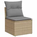 Produktbild: vidaXL Gartensofa ohne Armlehnen mit Kissen, Outdoor Sofa mit abnehmbarem waschbarem Bezug, Terrassensofa mit Stahlrahmen, Gartenstuhl Gartensessel Gartenmöbel, Beige Poly Rattan