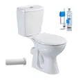 Produktbild: Belvit Tiefspül-WC Stand WC Komplettset Spülkasten Softclose Sitz Wandabgang Weiß, Keramik WC Toilette Tiefspüler wandhängend WC Set Aufputzmontage