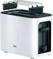 Produktbild: Braun Toaster PurEase HT 3010 WH - 2 Schlitze, 7 Stufen, Auftau- Aufwärmfunktion, 2 kurze Schlitze, für 2 Scheiben, 1000 W, 1.000 W, Kunststoff, Automatische Abschaltung, Brötchenaufsatz