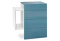 Produktbild: Vladon Nachttisch Queens (Nachttischschrank mit 2 Schubladen, und 1 seitlichem Fach zur Wandmontage), Weiß matt/Petrol Hochglanz (60 x 63 x 36 cm)