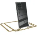 Produktbild: EAZY CASE Handykette kompatibel mit Samsung Galaxy S22 Ultra 5G Handyhülle mit Metal Umhängeband und Ersatz Kordel schwarz, Handykordel mit Schutzhülle, Stylische Kette, Metal - Gold