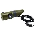 Produktbild: Survival Tool 6-in-1 Pfeife Kompass Thermometer Lampe Lupe Spiegel Kinder Oliv