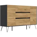 Produktbild: Mid.you Sideboard Posseik Industrial, Graphit, Eiche, Metall, 3 Schublade(n) Schubladen, 155x93.6x42 cm, stehend, Wohnzimmer, Kommoden & Sideboards, Sideboards