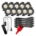 Produktbild: S-Polytec PREMIUM Mini LED- Einbauspots Kaltweiss 6.000K, DIMMBAR, IP65, FUNK 3W Einbaustrahler Terrassenüberdachung, Bad, Sauna mit Fernbedienung (ANTHRAZIT, 10x LED-SET (Kaltweiß))