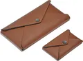 Produktbild: Set Visitenkarten Etui + Federmäppchen aus Leder Orange Braun - Kreditkarten-Etuis - Hergestellt in Italien