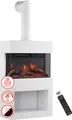 Produktbild: KAMINIO Elektrokamin HENRI mit Ofenrohr - Elektrischer Kaminofen mit Heizung, 3D-Flammeneffekt, Holzfach, Fernbedienung - Weiß