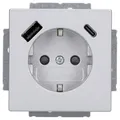 Produktbild: Busch-Jaeger 20 EUCB2USBAC-83 SCHUKO®-/USB-A+C Steckdose Safety+ Alusilber Plattform 63 2CKA002011A6304