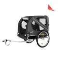 Produktbild: Hauki Fahrradanhänger & Hundebuggy 2in1 klappbar, Schwarz-Grau, 130x72x90 cm, Hundeanhänger für Hunde bis 40kg, Anhänger mit Reflektoren/Leine/Flagge, Hundefahrradanhänger Hundewagen Hundetransporter