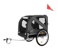 Produktbild: Hauki Fahrradhundeanhänger Fahrradanhänger & Hundebuggy 2in1 klappbar, Hundewagen 130x72x90 cm Schwarz mit Reflektoren Leine und Flagge bis 4