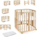 Produktbild: Mobiles Babybett aus Holz 7in1 mit Matratze, mitwachsend,Ohne Stoffset,Holz natur - Naturbelassen