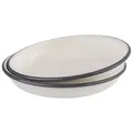 Produktbild: APS 98670 Tiefe Teller 2er Set -EMAILLE- Ø 22 cm, H: 3,5 cm, emaillierts Stahlblech, Farbe: cremeweiß mit grauem Rand