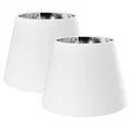 Produktbild: Navaris 2x Lampenschirm Tischlampe E27 rund - 16,2x15,3x22cm - Lampenschirme für Tischlampen Set - E 27 Leuchtenschirm - Weiß Silber