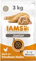 Produktbild: IAMS Junior Katzenfutter trocken mit Huhn - Trockenfutter für Kitten im Alter von 1-12 Monaten, 3 kg