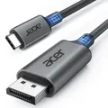 Produktbild: acer USB C Displayport Kabel (4K@60Hz, 2K@165Hz), Typ C Thunderbolt 3/4 auf DP Kabel mit MST, Freesync. Für iPhone 15/16 Pro Max MacBook iPad Pro Air M2 Mac mini M4 Surface Pro 8 usw. -1m