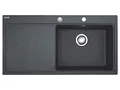 Produktbild: FRANKE Spüle MYTHOS MTG 611 in ONYX mit Becken rechts und Druckknopfventil/Ausschnittmaß 980 x 495 mm/Einbauspüle/Granitspüle