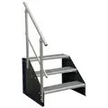 Produktbild: 3 Stufen Standtreppe Stahltreppe freistehend Breite 60cm Höhe 63cm anthrazit einseitiges Geländer