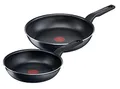 Produktbild: Tefal XL Force 2-teiliges Pfannenset, 24 und 28 cm, Antihaftversiegelung, Thermo-Signal Temperaturanzeiger, Diffusion Base Pfannenboden, Schwarz, C38590