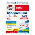 Produktbild: DOPPELHERZ Magnesium 500+B12+D3 Depot DIRECT Pell. 60 St.