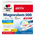 Produktbild: Doppelherz Magnesium 500 + B12 + D3 DIRECT mit DEPOT-Funktion - Magnesium als Beitrag für die normale Funktion der Muskeln und des Nervensystems - 60 Portionen Micro-Pellets mit Zitronen-Geschmack