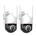 Produktbild: DEKCO 2K Überwachungskamera Aussen WLAN 2 Packungen, 350°/90° Schwenkbar WLAN Kamera Outdoor, 3MP WiFi Kamera mit Automatische Verfolgung, 30m Nachtsicht in Farbe, 2-Wege Audio, IP66…