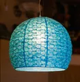 Produktbild: Halbrunder Lokta Papierlampenschirm, Boho Hängelampe Coronada - Ø 40 cm türk