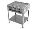 Produktbild: ChattenGlut Professional Gastrobräter 3-flammig Tischgerät Edelstahl Stahlbrenner für Flüssiggas 650x530x800mm (10,8kW Einzelne Edelstahlstäbe als Rost)