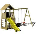 Produktbild: Wendi Toys - Holz Spielturm Giraffe Mit Rutsche, Kletterwand, 2 Schaukeln & Picknicktisch Natur 280x340x270 Cm