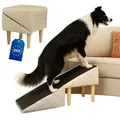 Produktbild: Outentin Hundetreppe Klappbar 36 cm – Weiche, Rutschfeste Tiertreppe für Sofa & Bett – Stabil, Leise & Pflegeleicht, Möbeloptik – Beige - Beige