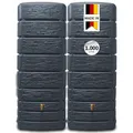 Produktbild: 4rain Slim Stone Decor Regentonne Set 1000 Liter Graphitgrau – 2X Regenfass/Wassertank 500 Liter mit Verbinder + Hahn – Frostsicherer Regenwassertank/Regenwassertonne - Wassertonne für Garten