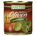 Produktbild: Kattus - Grüne Hojiblanca Oliven ohne Stein | Spanische Oliven entsteint | Ideal zu Pizza, Fleisch- oder Fischgerichte | 85 g in der Dose