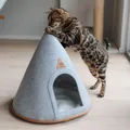 Produktbild: Filz Katzenzelt Cone - Katzen Tipi, XL Katzenhöhle aus Filz inkl. Flauschkissen