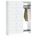 Produktbild: Offene Garderobe für 10 Personen Garderobenschrank Wertfachschrank 195x185x48 cm
