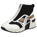 Produktbild: Schlupfboots RIEKER, Damen, Gr. 40, schwarz-weiß (sanftes weiß, schwarz), Lederimitat, Textil, Schuhe Schlupfboots, Keilabsatz, Sneaker, High Top-Sneaker mit modischen Ziernähten