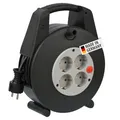 Produktbild: Brennenstuhl Vario Line Kabelbox 4-fach/Mini-Kabeltrommel (15m Kabel, Made in Germany) schwarz/grau
