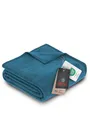 Produktbild: Ibena Porto Decke 150x200 cm – Baumwollmix weich, warm & waschbar, Kuscheldecke petrol einfarbig