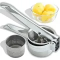 Produktbild: Kartoffelpresse aus Edelstahl Spätzlepresse mit Lochscheiben Kartoffelpüree Kartoffel Kartoffelstampfer Professionelle Edelstahl Rostfrei Retoo