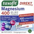 Produktbild: taxofit Magnesium direkt, 20 Portionen Granulat, Magnesiumoxid+B1+B12+Folsäure, hochdosiert, 400mg