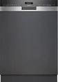 Produktbild: Siemens SN55ES12CE iQ500 Teilintegrierter Geschirrspüler, 60 cm breit, 14 Maßgedecke, aquaStop, HomeConnect, varioSpeed Plus, glassZone, emotionLight, gebürsteter Stahl