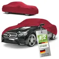 Produktbild: WALSER Premium Abdeckung Auto Indoor Stretch Plus Qualitätssieger Sehr Gut* Autoabdeckung Winter Autogarage Abdeckung Autoplane Winter Autogarage Abdeckung Winter Auto Abdeckplane Größe 3 rot