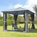 Produktbild: TOOLPORT Moonlight 3x3m Hardtop Gartenpavillon, inkl. 4 Seitenteile, Grey - (300214)
